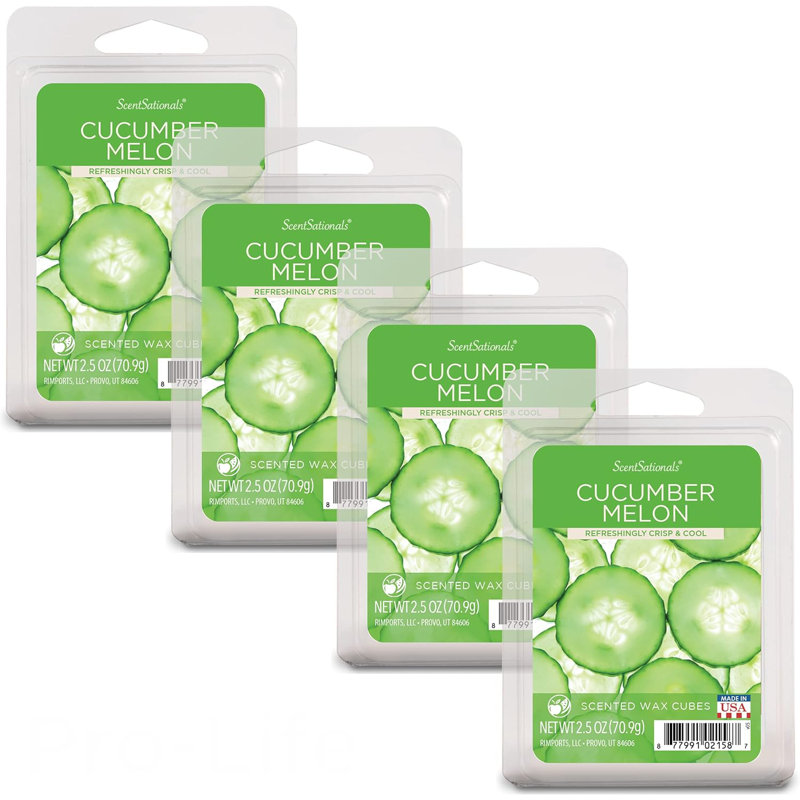 Collection de fond de cire ScentSationals 4PK, Concombre, melon