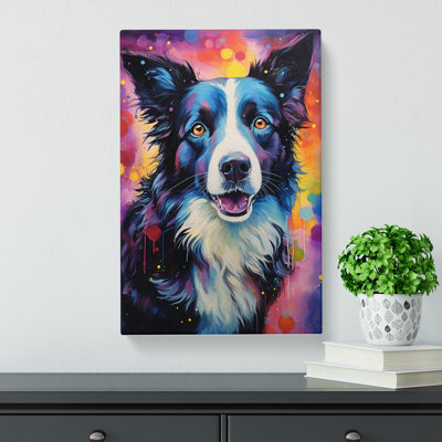 Border Collie Abstract - Wrapped Canvas