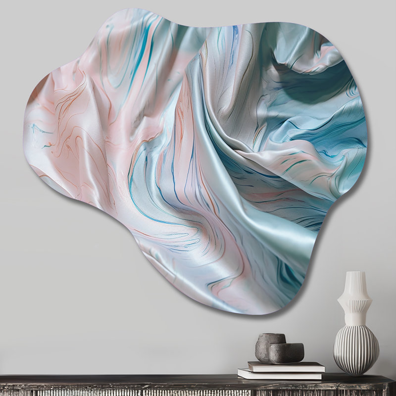 «Pink Blue Dancing Colors II», impression murale sculpture en métal abstraite nuage en marbre, H 25 po x l 28 po x P 1 po