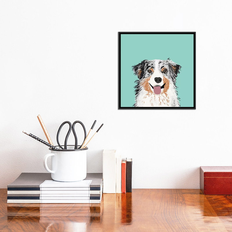 "australian berger ii" , impression sur toile tendue, H 18 po x l 18 po x P 1,5 po, Toile avec cadre noir, Pas de tapis