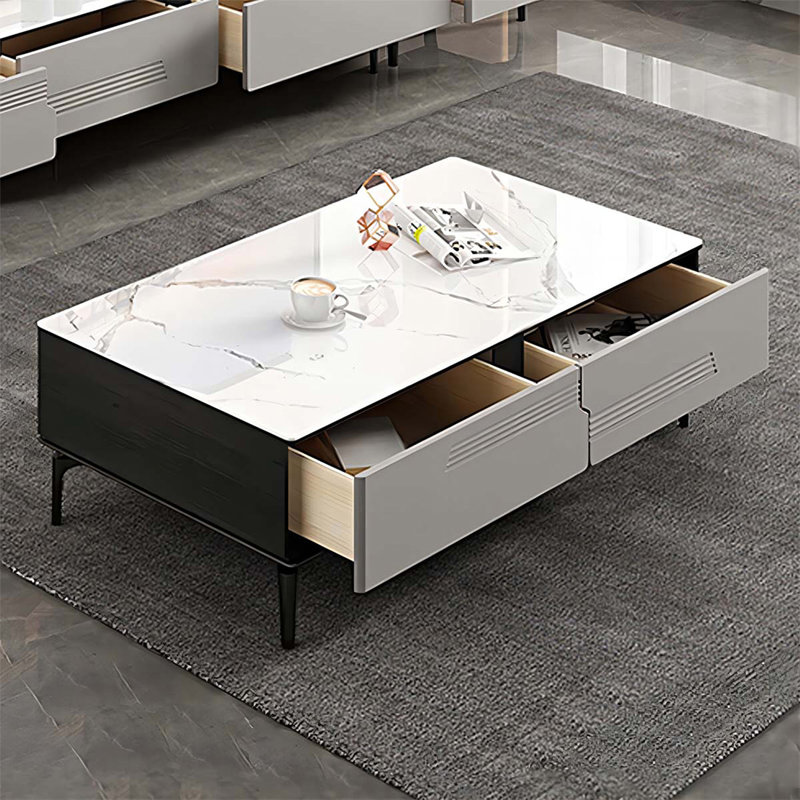 Table basse blanche en bois massif fritté