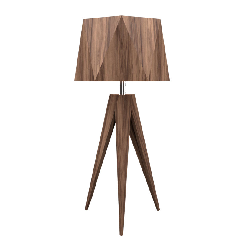 Contemporary Walnut and Stone Table Lamp with MDF Base