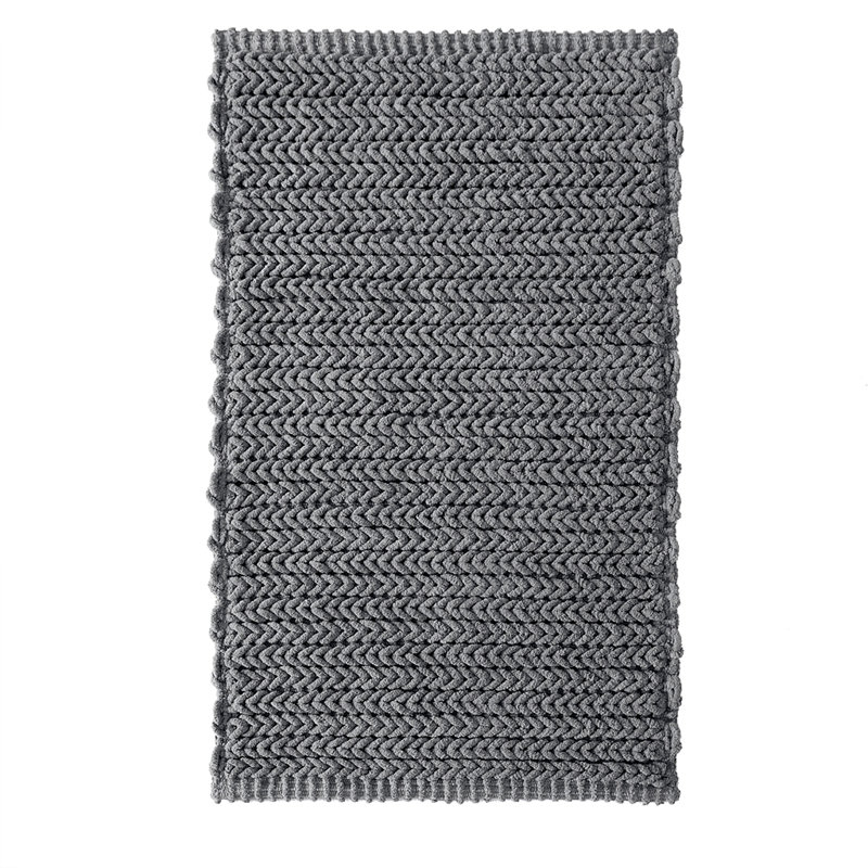 100% Cotton Chenille Chain Stitch Rug, 40" L x 24" W, Charcoal