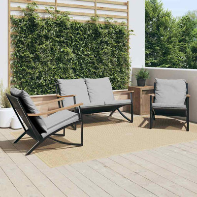  Ensemble de meubles de balcon en acier thermolaqué noir moyen