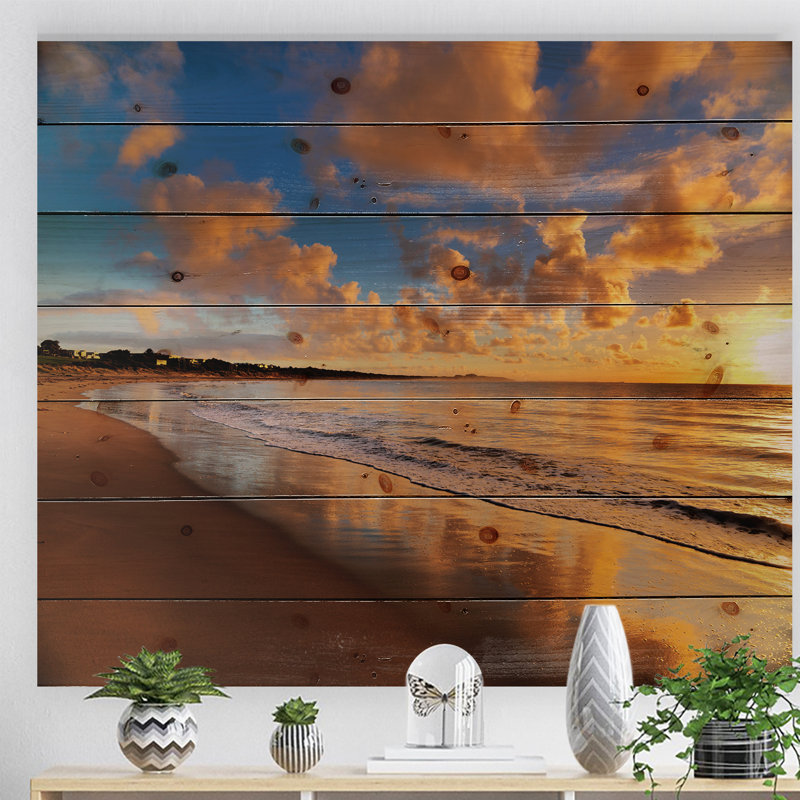 " Colourful Sunset On The Beach ", 36" H x 46" W x 1.5" D, Wood