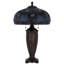 Lampe de table avec chaînette, vitrail Tiffany bleu, bronze foncé 26 pouces