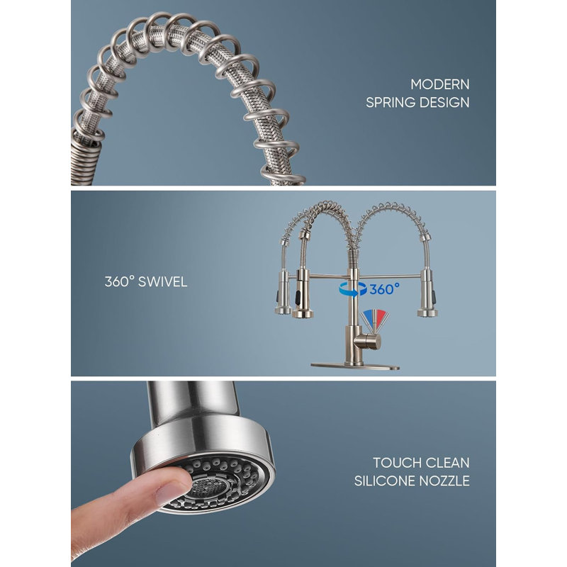Brushed Nickel Stainless Steel Pull Down Kitchen Faucet