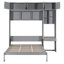 Grand lit escamotable mural avec bureau, armoire supérieure et tablettes de rangement, lit pliable peu encombrant, gris (SKU OLC: N708S00021E)-1975703665-1975703629