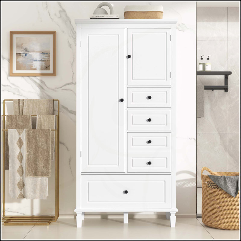 Versatile Storage Cabinet with Adjustable Shelves and Multiple Drawers for Various Rooms