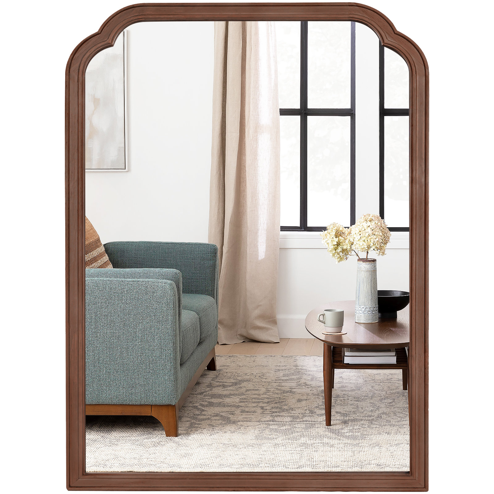 Ancalin Wood Accent Wall Mirror for Bathroom Bedroom Decorative Mirror