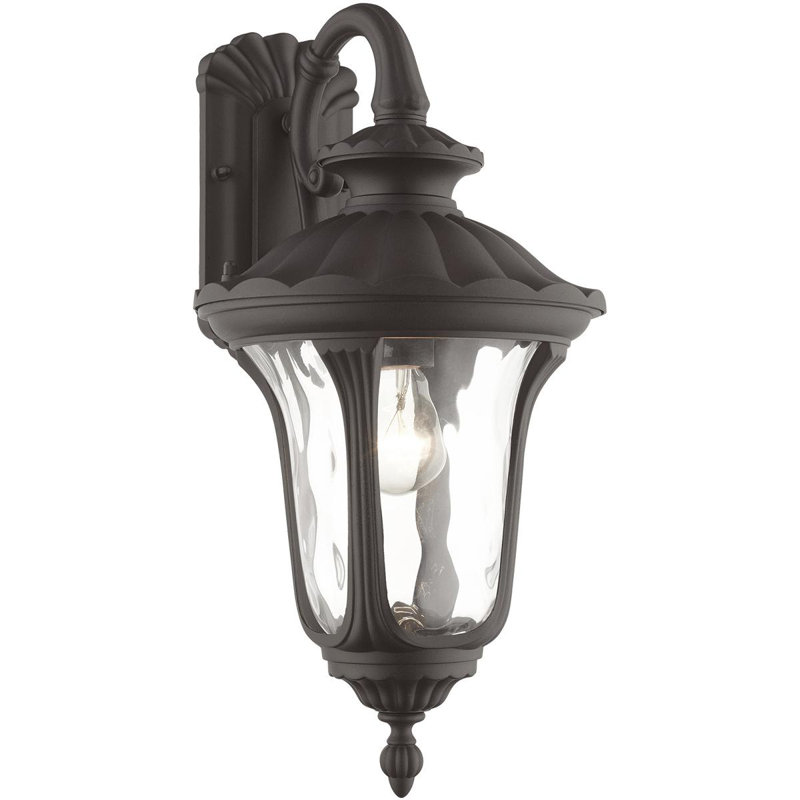 Outdoor Wall Lantern Pendant Fixture – Clear Water Glass Shade, 19" H x 9.50" W x 9.50" D, 19" H x 9.50" W x 9.50" D