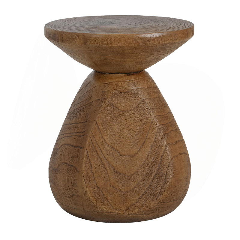 Patti Outdoor Patio MGO Wood Side Table, Wood Grain Finish, Set Of 1