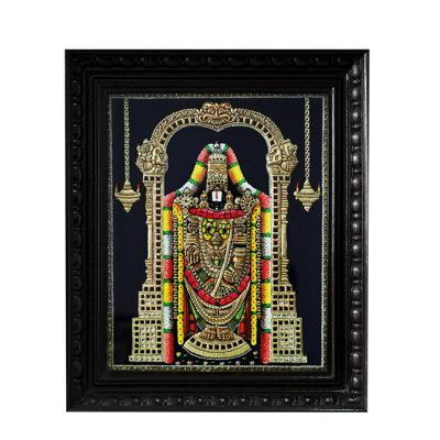 God Perumal (Venkateswara) Tanjore Painting With Frame | Traditional Color With 24 Karat Gold