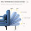 Chaise de lit convertible - Tissu bleu, métal, éponge à haute élasticité pour un bon moment de repos