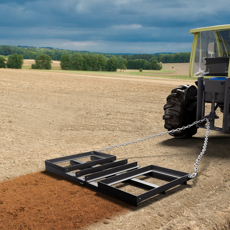 48-Inch Heavy-Duty Tow-Behind Landscape Rake & Lawn Leveller with Weight Trays