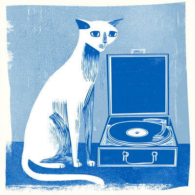 «Blue Cat», art mural en vinyle sur toile tendue