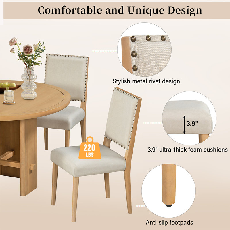 Ensemble de table de salle à manger 5 pièces Rustic Elegance - Table en bois massif avec chaises rembourrées confortables