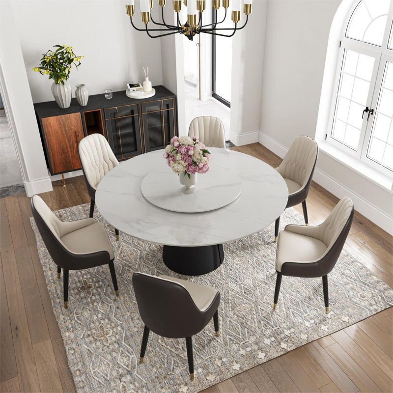 Plateau tournant en pierre frittée mate EVYN4103 (table non incluse), H 1,18 po x L 31,5 po x l 31,5 po, Blanc