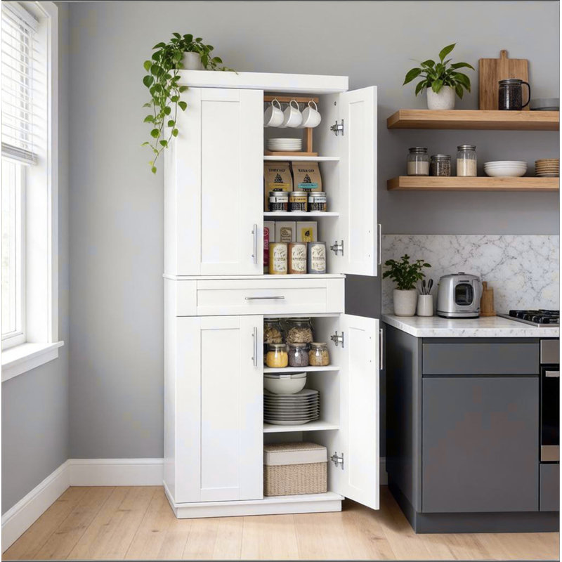 Armoire de rangement autoportante spacieuse, armoire de cuisine, grande armoire de rangement (seulement grande armoire de rangement)