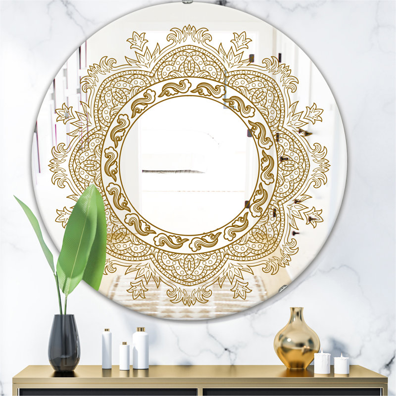 Coloured Hexagons Mid-Century Accent Mirror, 31.5" H x 23.7" W, Gold