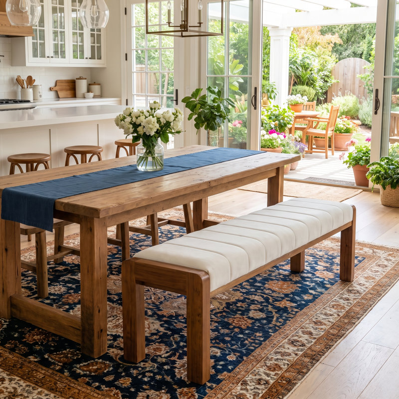 63 po. Banc rembourré en bois massif 63 po, velours capitonné