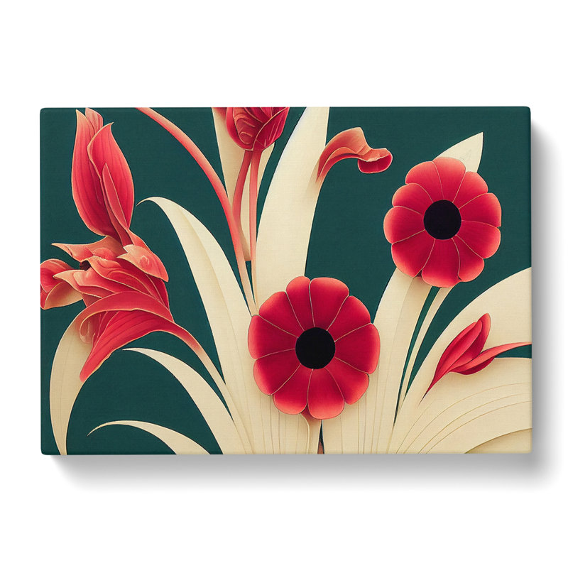 Unbelievable Flowers Art Deco - Wrapped Canvas Print, 35cm H x 50cm W x 3cm D
