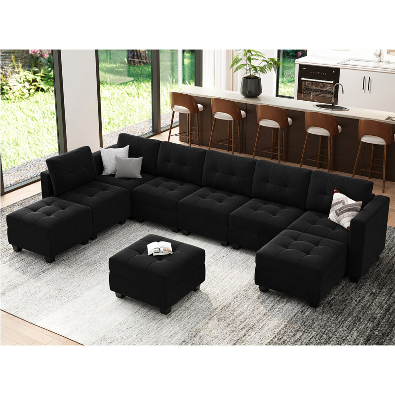 Canapé modulaire Soneson, Velours noir