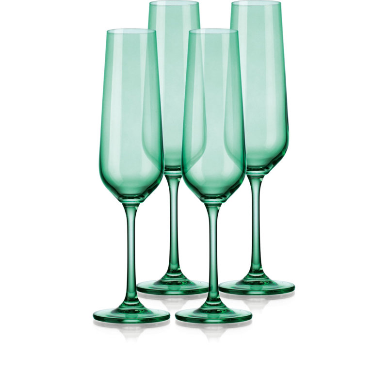 Ensemble de quatre flûtes translucides, Vert