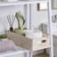 Panier de rangement texturé en travertin fait à la main avec poignée pour comptoir de salle de bain et réservoir de toilette, bac de rangement en résine robuste pour la décoration intérieure