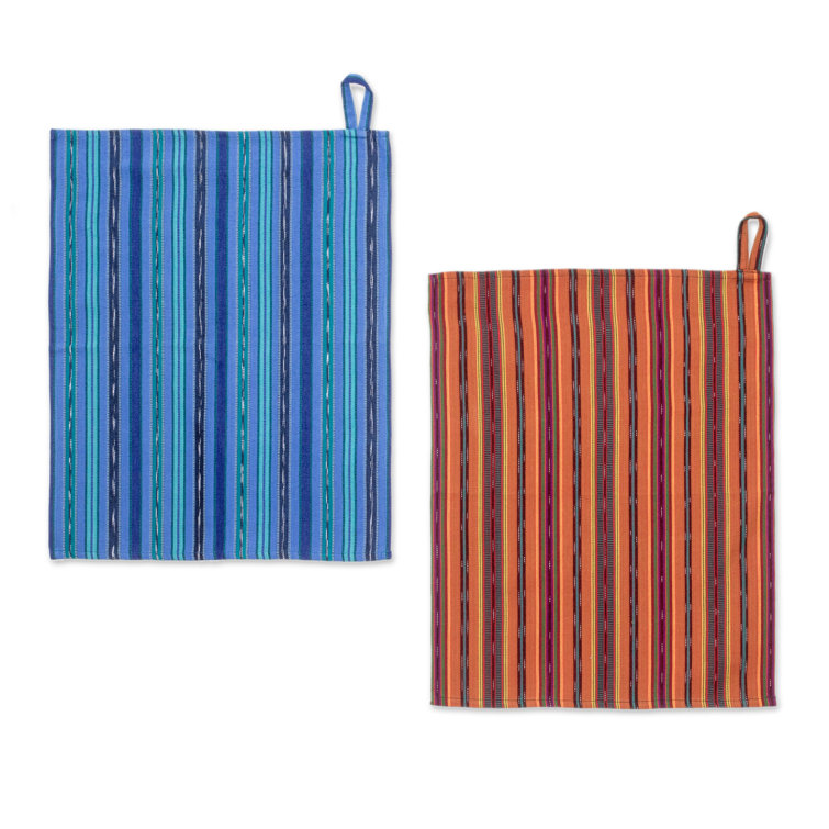 Hand Woven Striped Kitchen Towels | Stormy Blues