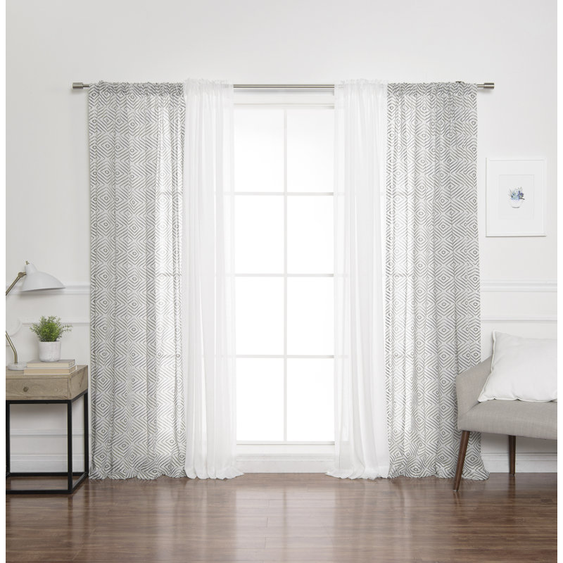 Panneaux de rideaux semi-transparents avec passe-tringle, Noir