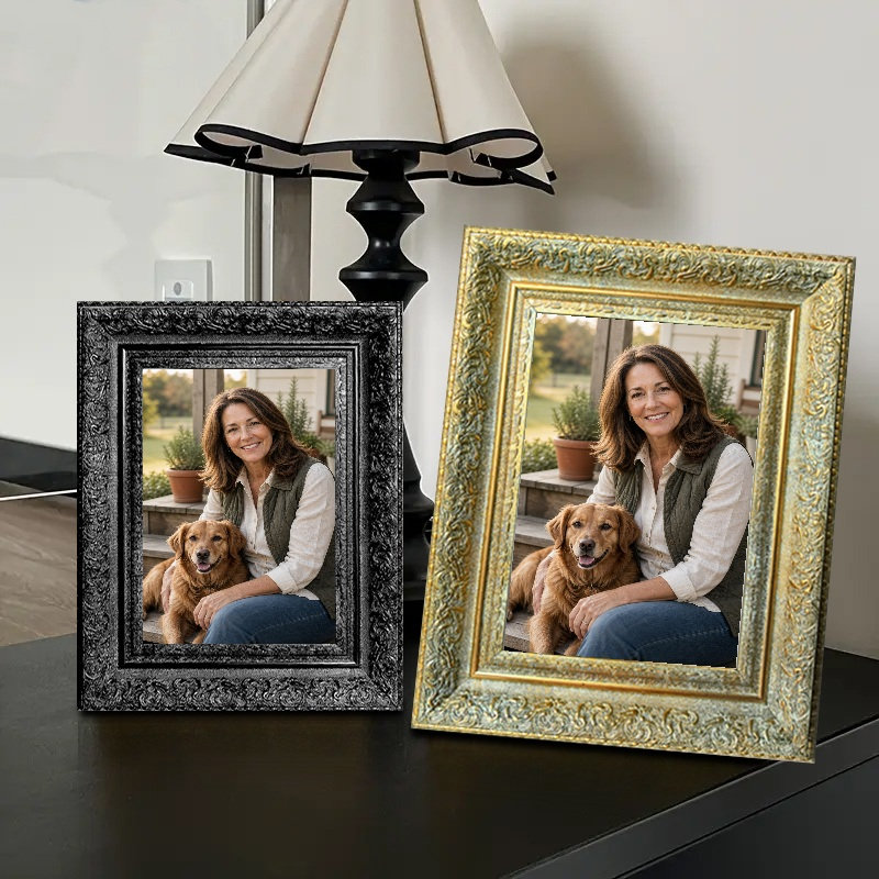 Cadre photo décoratif doré antique 1PC 8 "x 10" avec forme rectangulaire classique