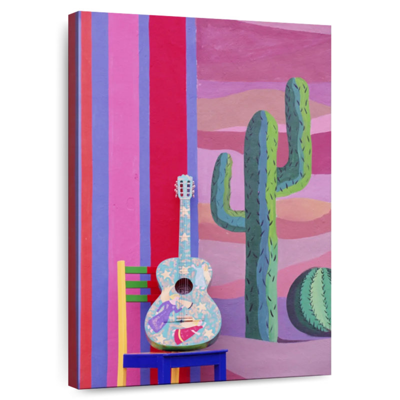 Abarca Guitar And Cactus, 51" H x 34" W