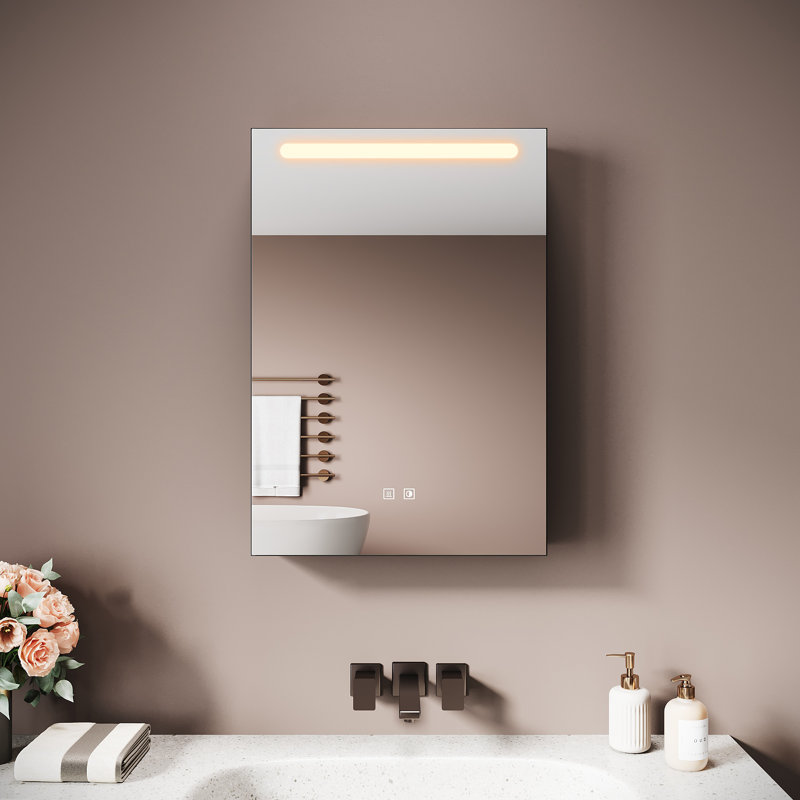 48.5mm W 70mm H Wall Mounted Optional Frameless Medicine Cabinet Mirror 2 Fixed, Black