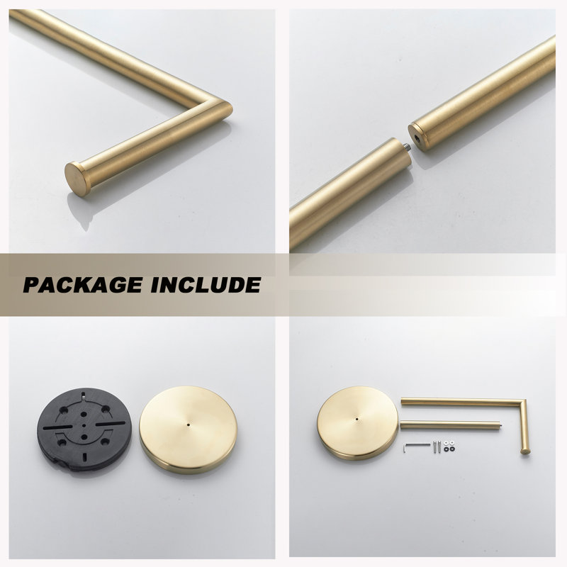 Porte-papier hygiénique sur pied en acier inoxydable, Or brossé
