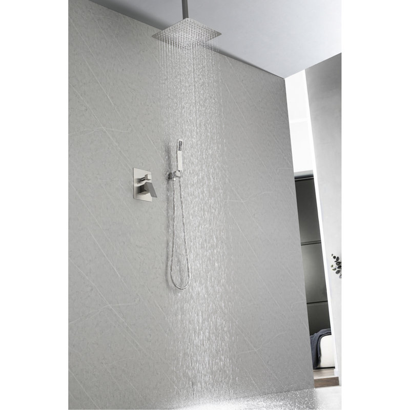 Wall Mounted Luxury Bathroom Shower, 12" Rain Shower Head With Enhanced Water And Air Injection System, Head, Construction Materials