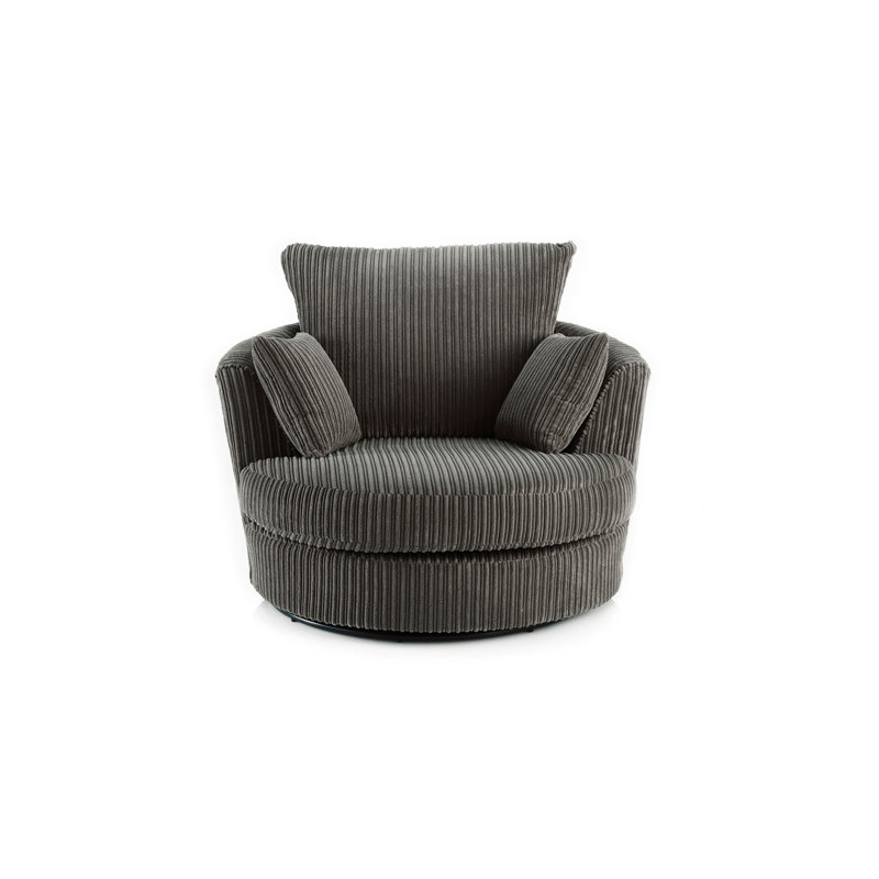Stout Upholstered Swivel Barrel Chair, Grey