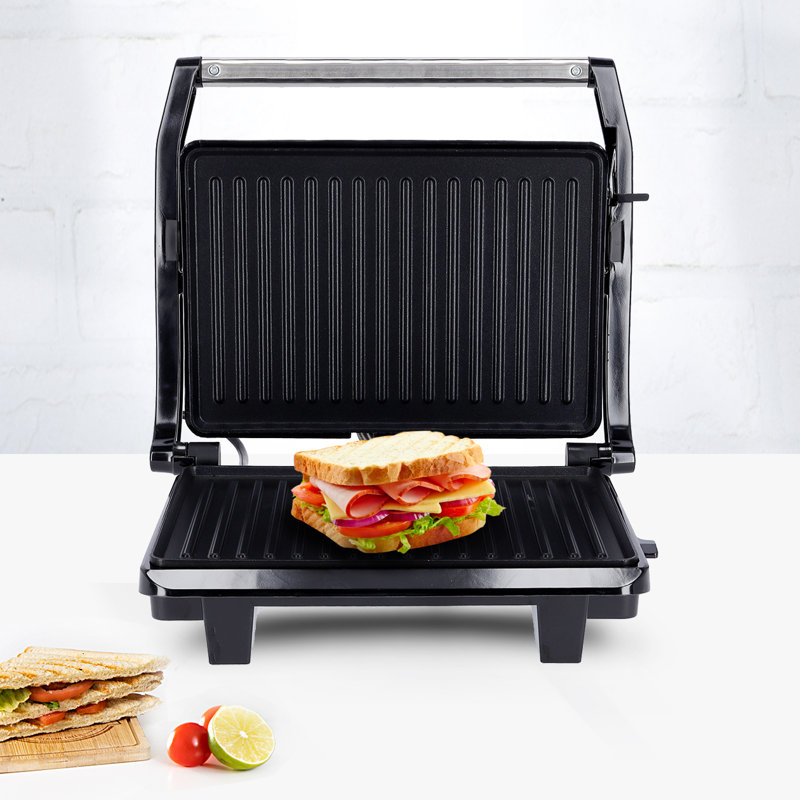 Geepas 27.9cm Smokeless Non Stick Electric Grill Sandwich Maker & Panini Press with Lid