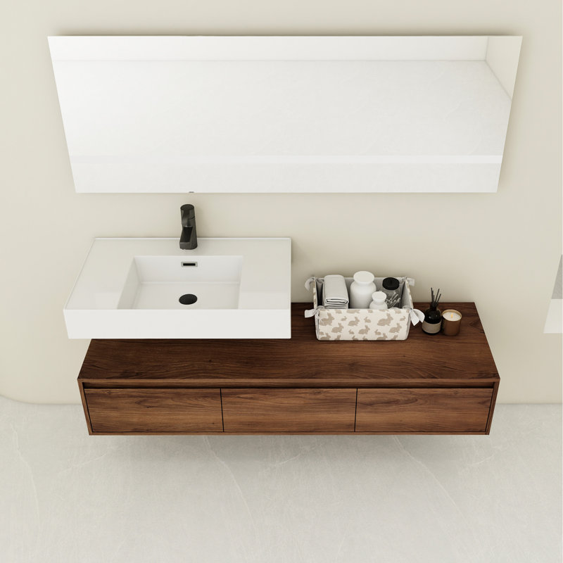 Luminaire de salle de bain 60 po avec lavabo en résine, meuble-lavabo moderne et élégant