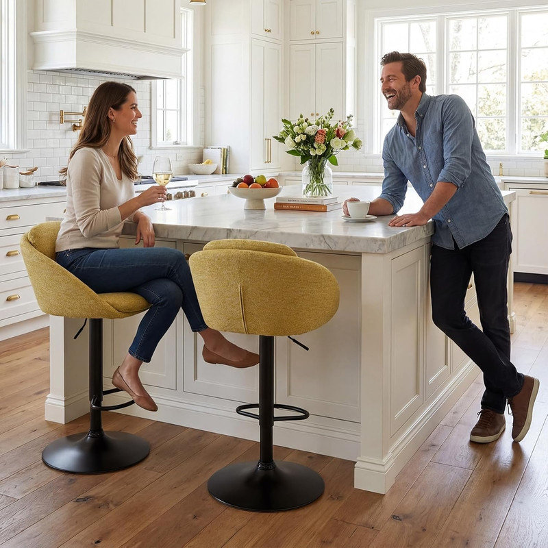 Joutel Swivel Yes Upholstered Chenille Bar Stool