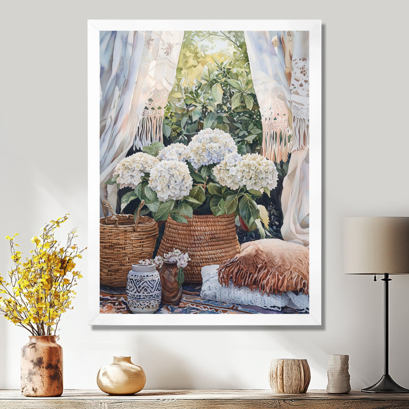 Harriss - Art mural sur toile floral, H 44 po x l 34 po, Reproduction encadrée d'une seule photo, Blanc