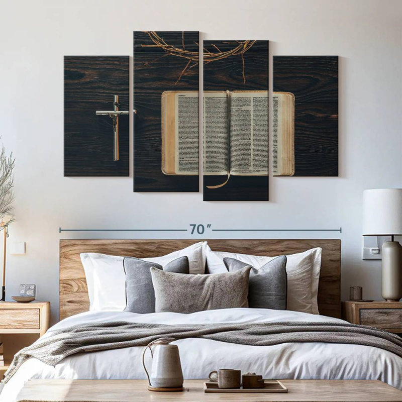 Bible, reproduction d'art sur toile, H 42 po x l 68 po x P 1,25 po