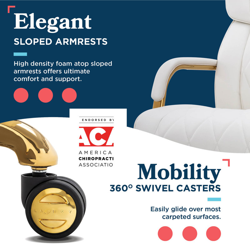 Symphony Swivel Executive Chair, Gold, White