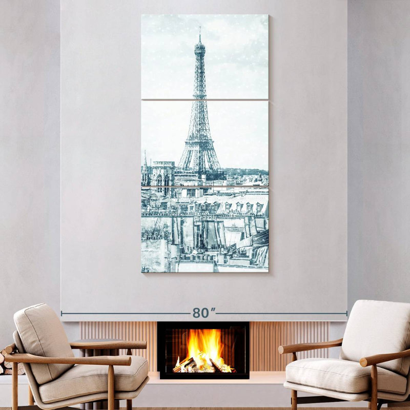 Retro Eiffel Tower, 80" H x 39" W
