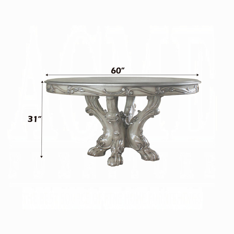 Table de salle à manger Dresden, H 31 po x L 60 po x l 60 po, Argent argent