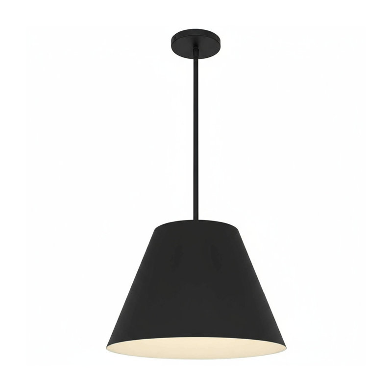 Luminaire suspendu à DEL noir de 16 pouces de diamètre, adapté aux salons, aux chambres à coucher, aux cuisines, etc., Noir
