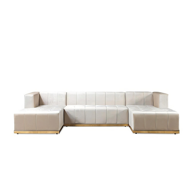 Canapé modulaire en velours Awalt, Velours ivoire