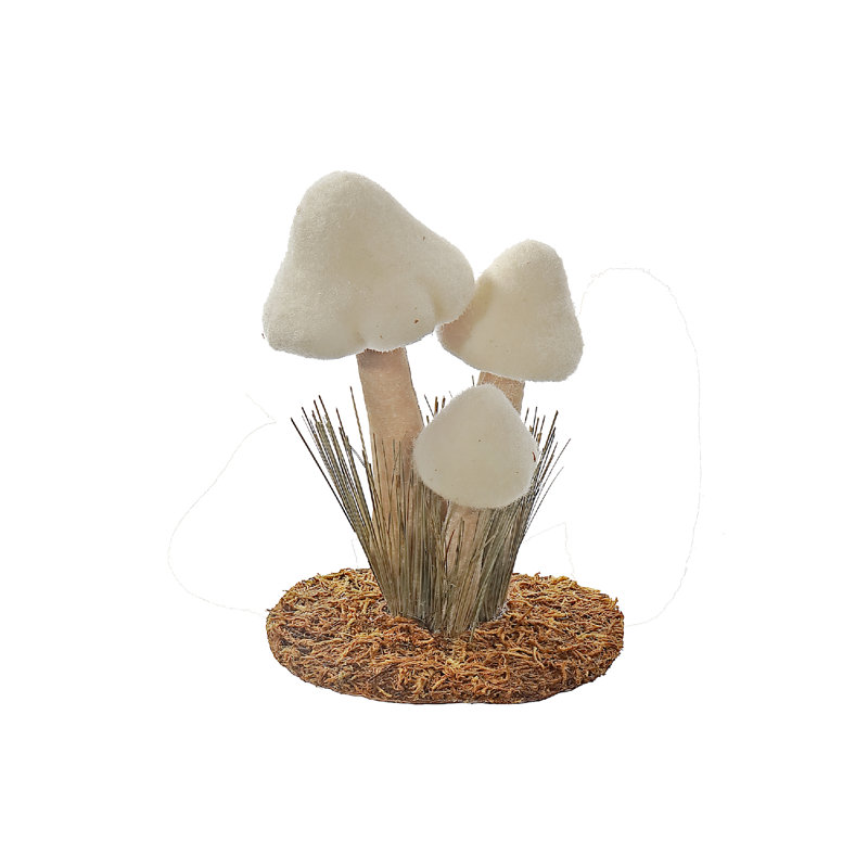 Triple décoration champignon, Blanc, H 6 po x l 6 po x P 6 po