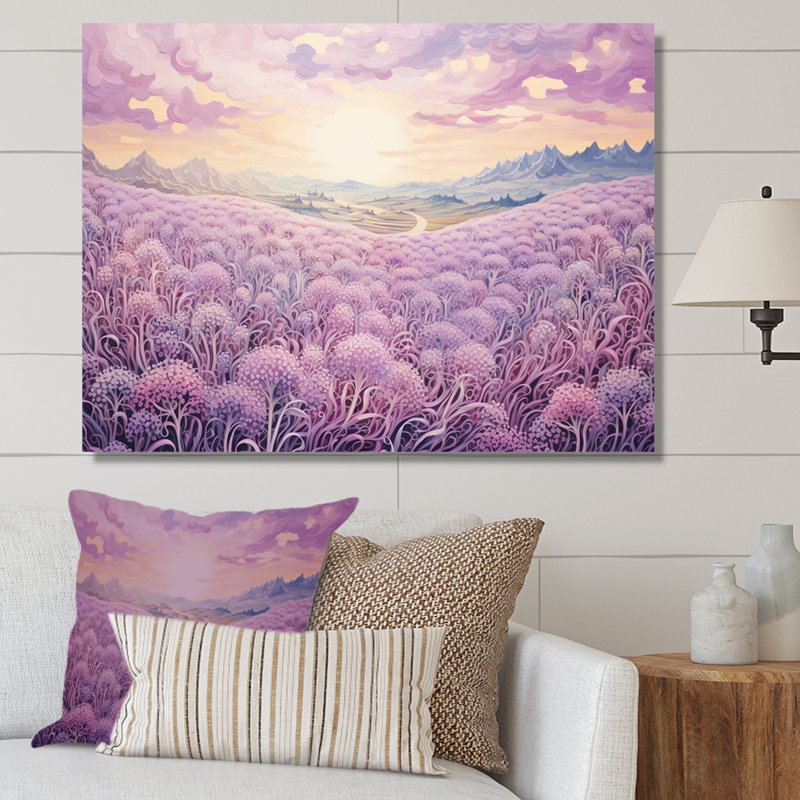 «Magical Lilac Flowers Field» sur impression sur toile, H 30 po x l 40 po x P 1,5 po, Toile tendue