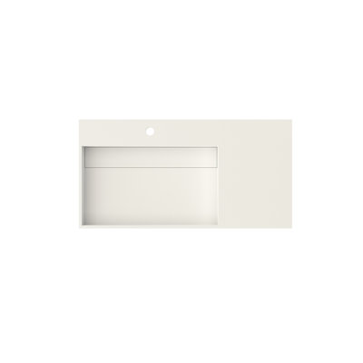 Lavabo de meuble-lavabo à surface solide en pierre de pierre, compatible avec toutes les conceptions de salle de bain, résine, les deux méthodes d'installation disponibles, lavabo d'apparence élégante pour de la surface, couleur blanc mat, 36,47 po